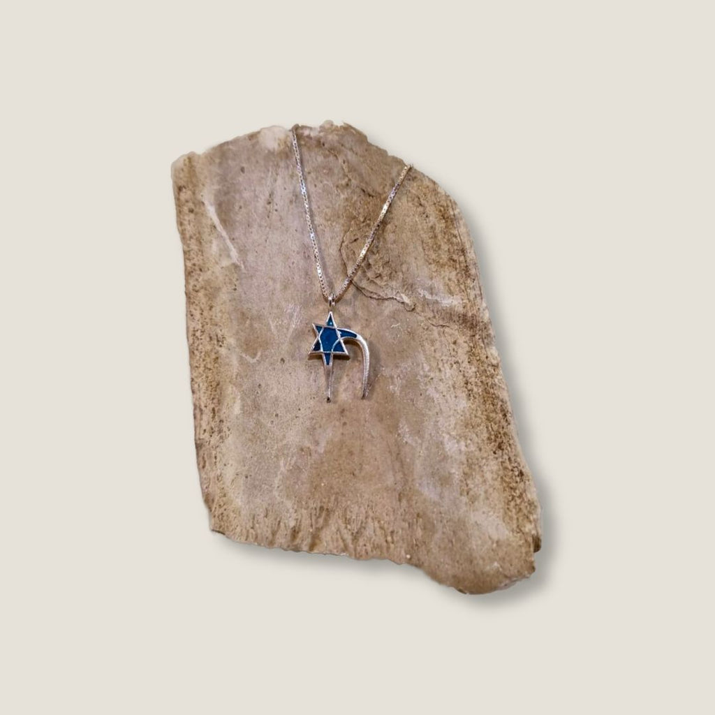 Chai & Magen David Necklace | Silver & Blue