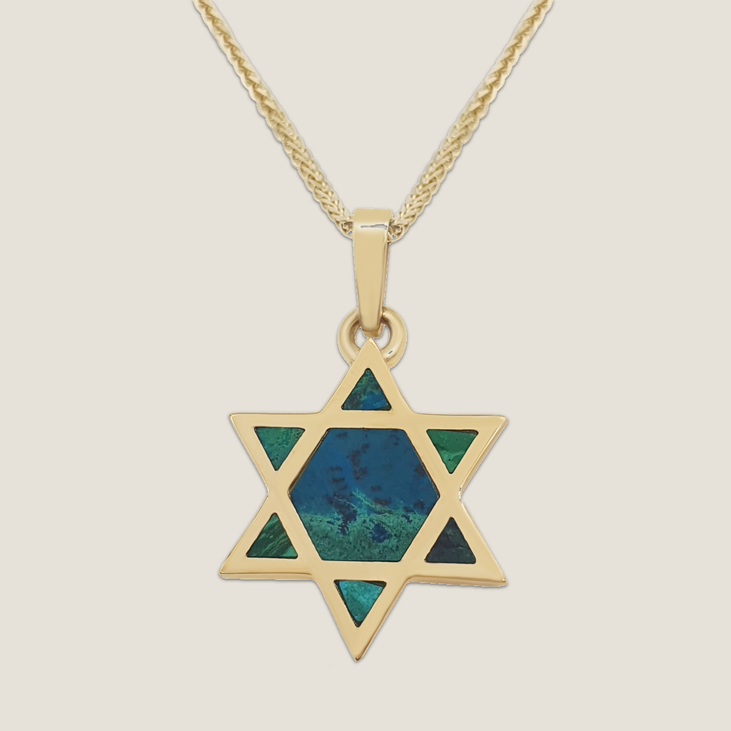 Magen David Necklace - 14 K Gold and Eilat Stone| Rafael Jewelry