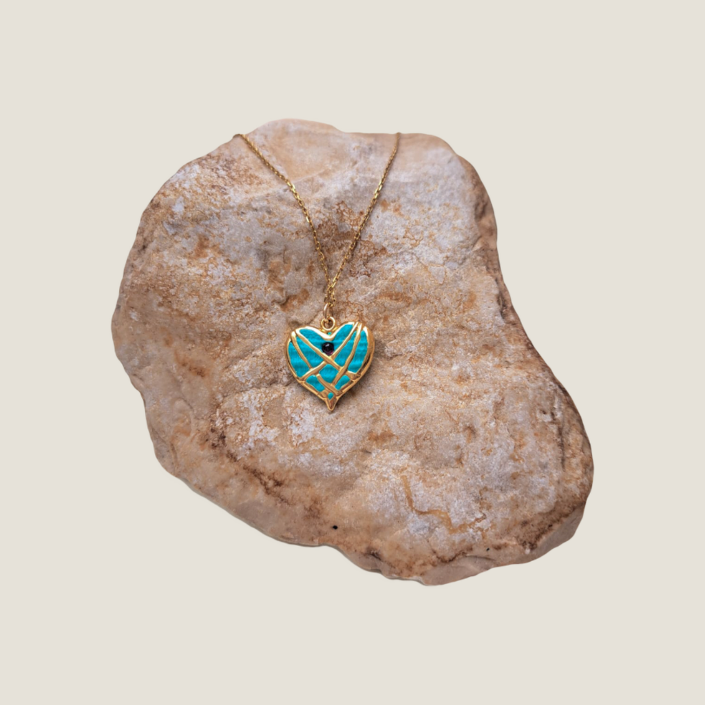 Heart Necklace | Light Blue and Gold