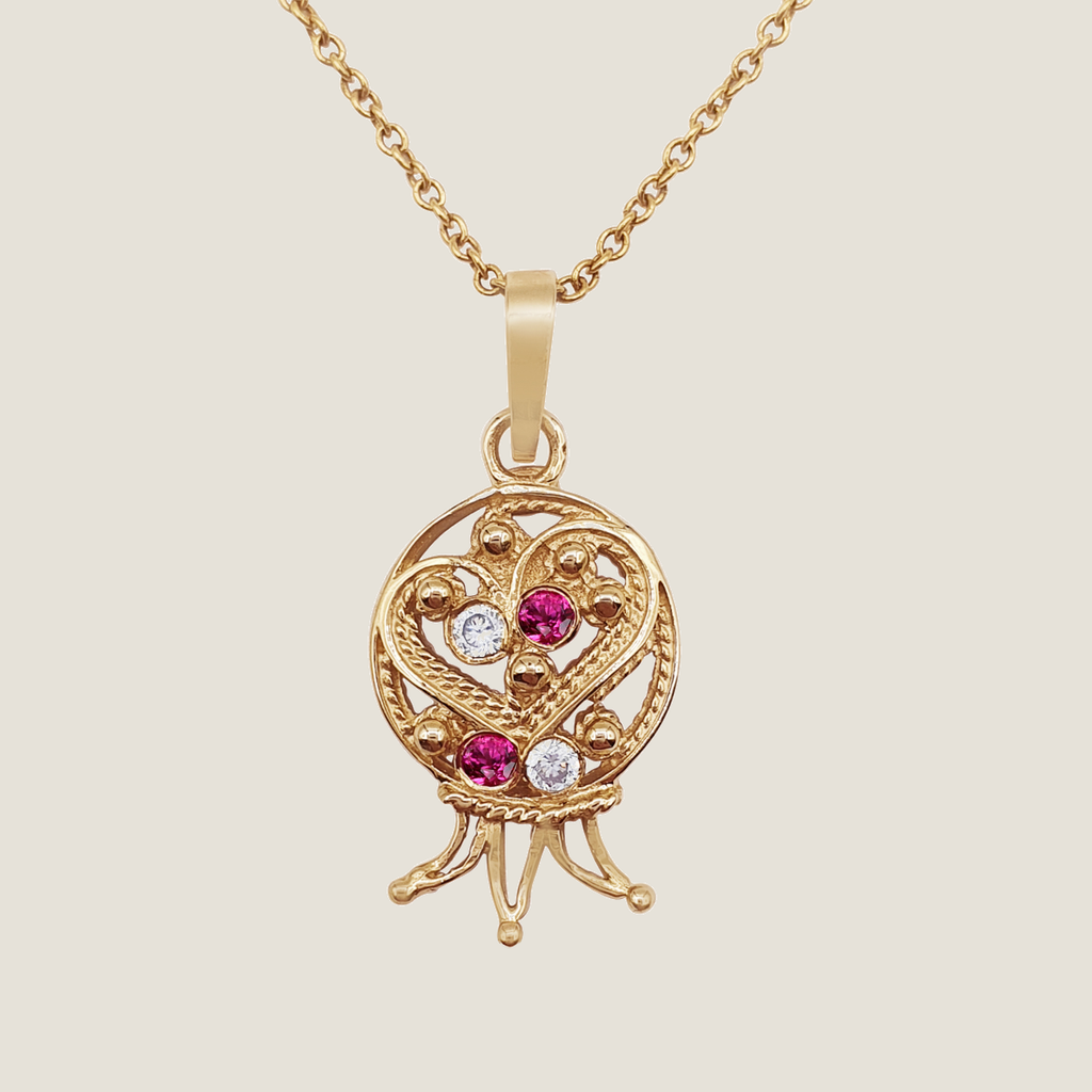 Pomegranate Filigree Necklace - 14 K Gold | Rafael Jewelry