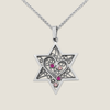 Magen David Necklace - 925 Silver Filigree and Pink Ruby | Rafael Jewelry