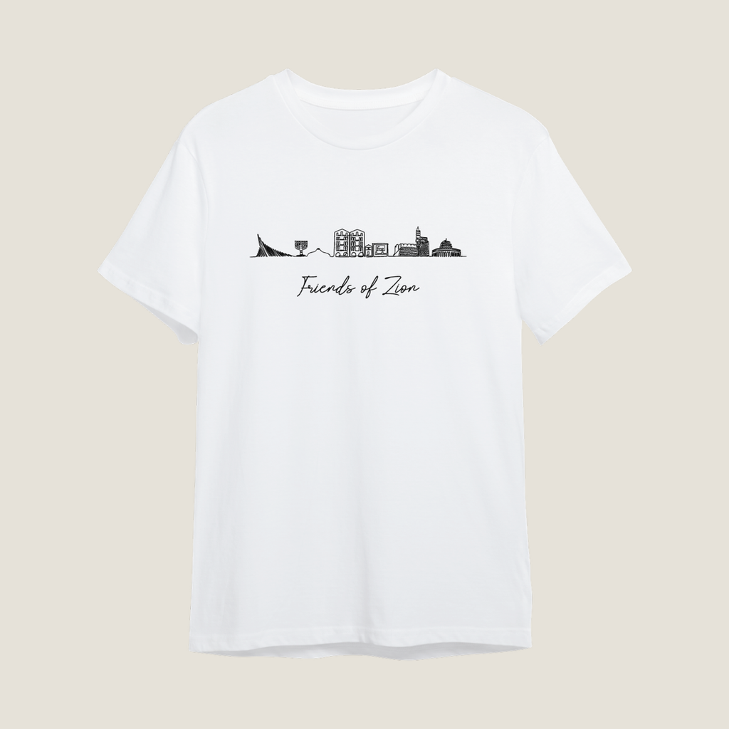 'Friends Of Zion' Skyline T-Shirt | White